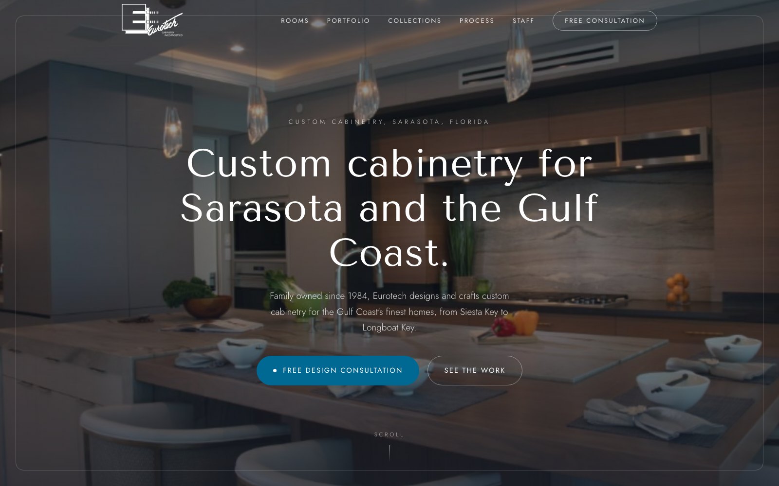 The new Eurotech Cabinetry homepage concept