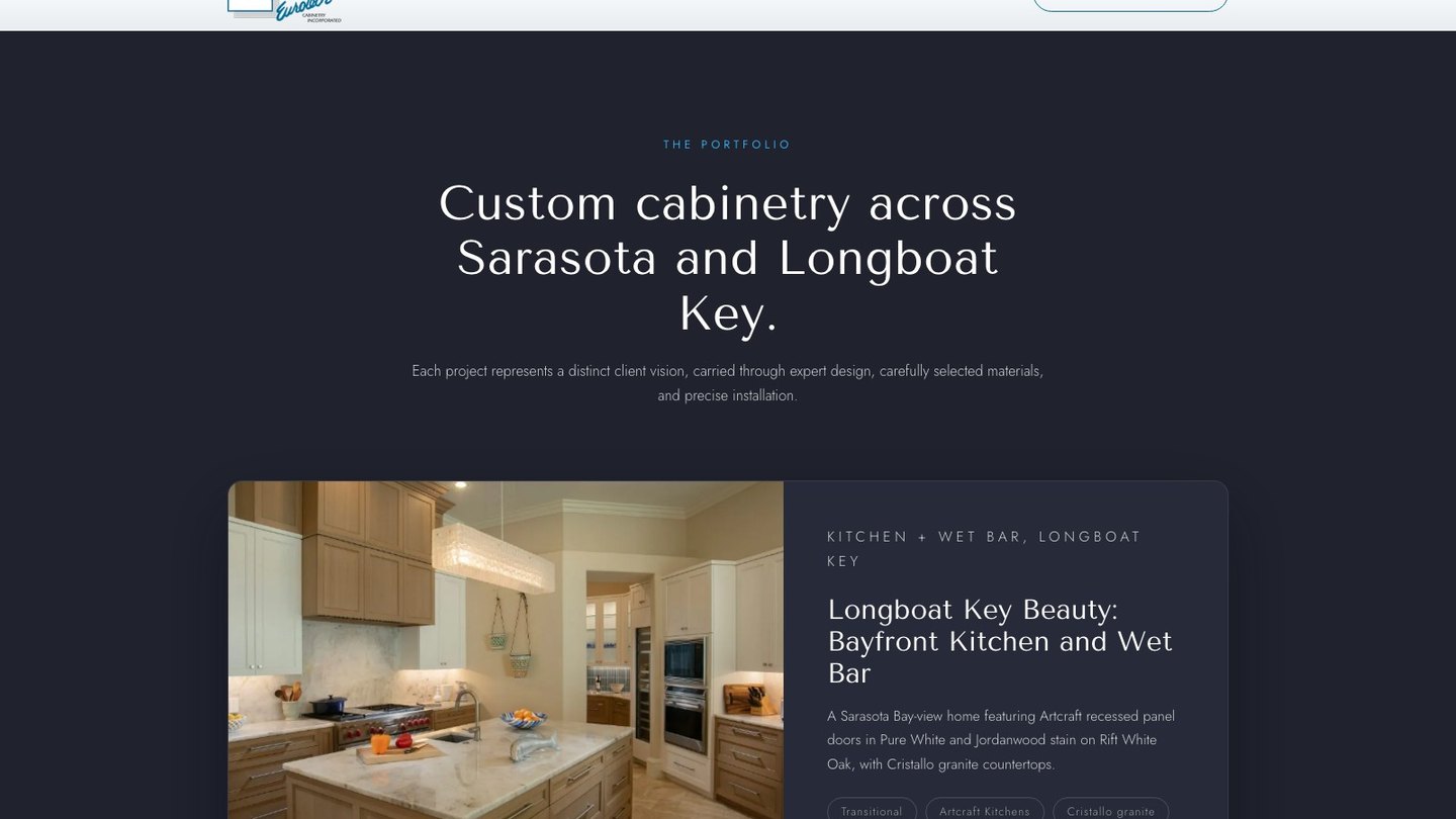 The portfolio case study section of the new homepage