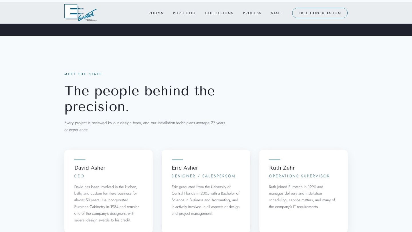 The history and awards section of the new homepage