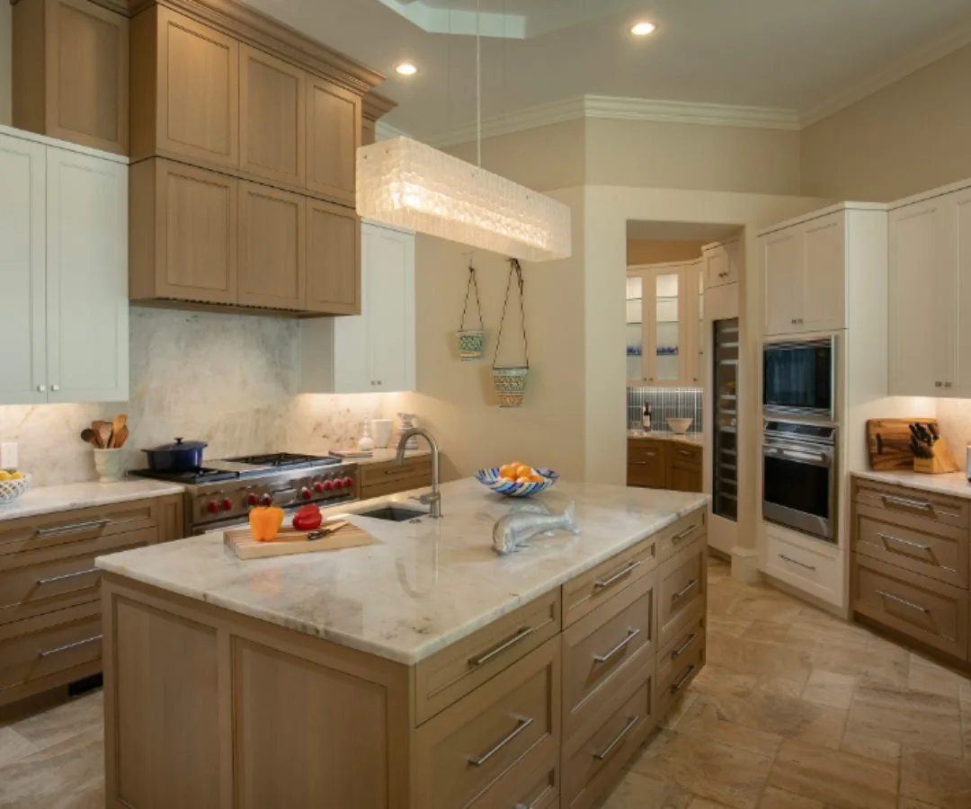Longboat Key Beauty bayfront kitchen in rift white oak