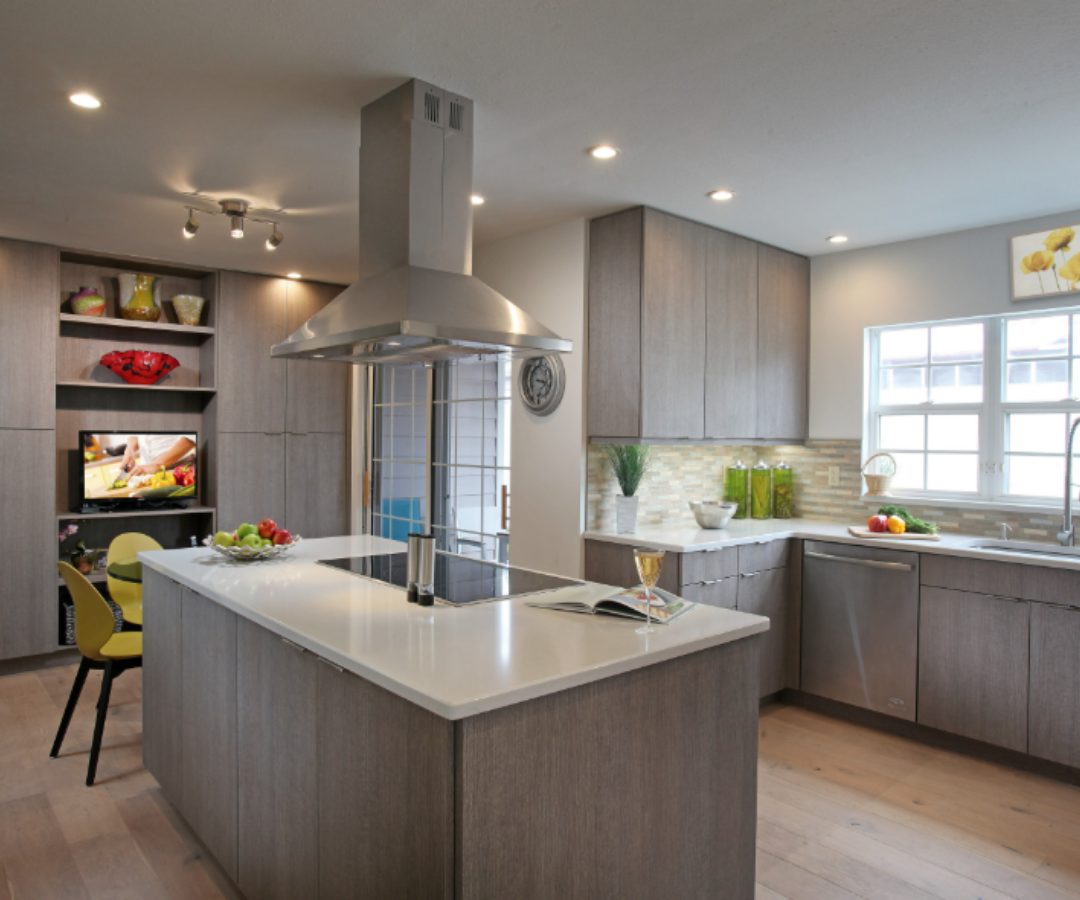 Contemporary custom kitchen with island by Eurotech Cabinetry