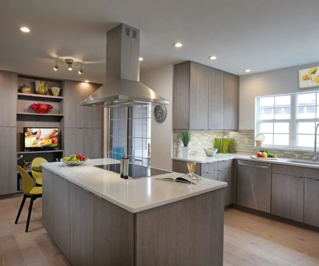 Contemporary custom kitchen with island by Eurotech Cabinetry