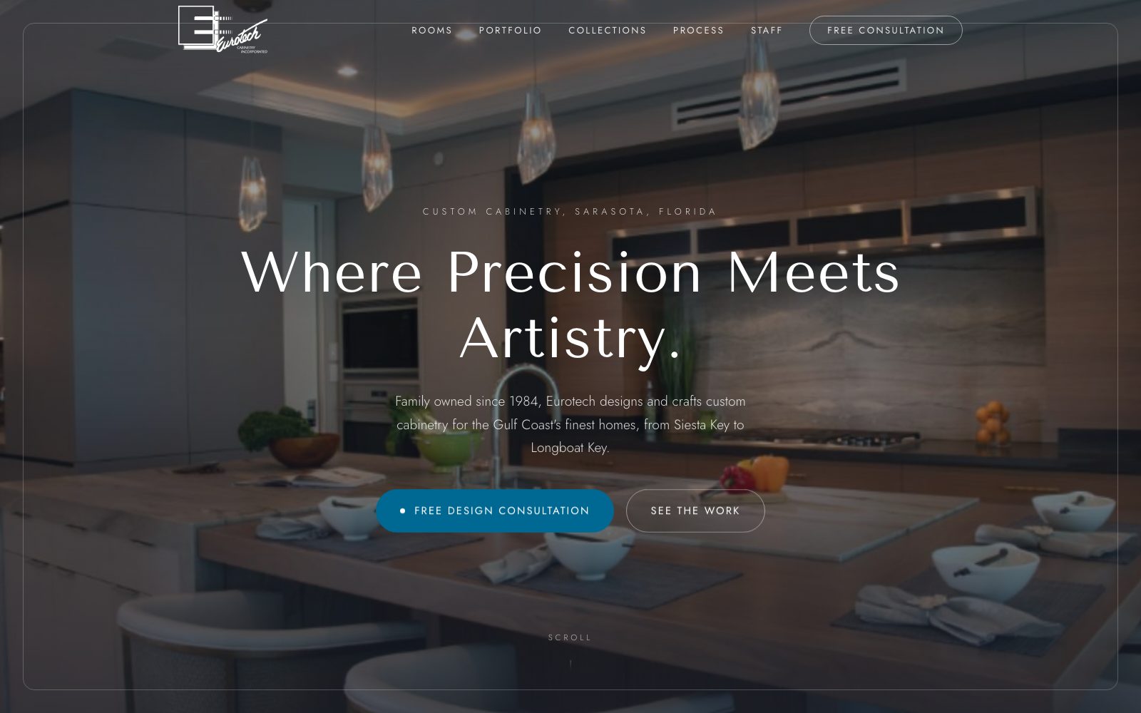 The new Eurotech Cabinetry homepage concept