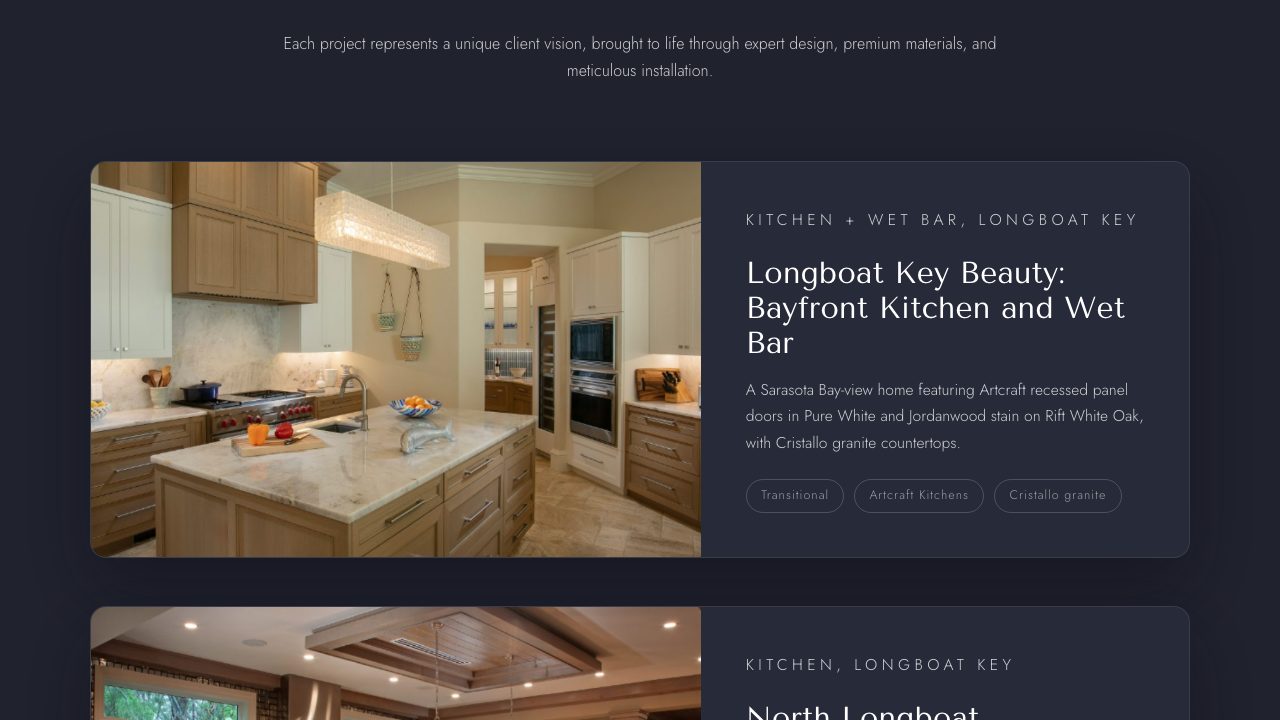 The portfolio case study section of the new homepage
